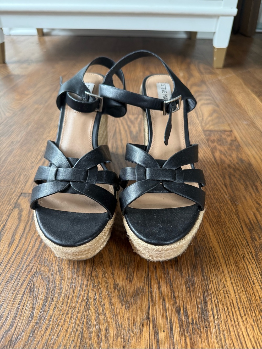 Steve Madden Black Woven Espadrille Wedge Sandals